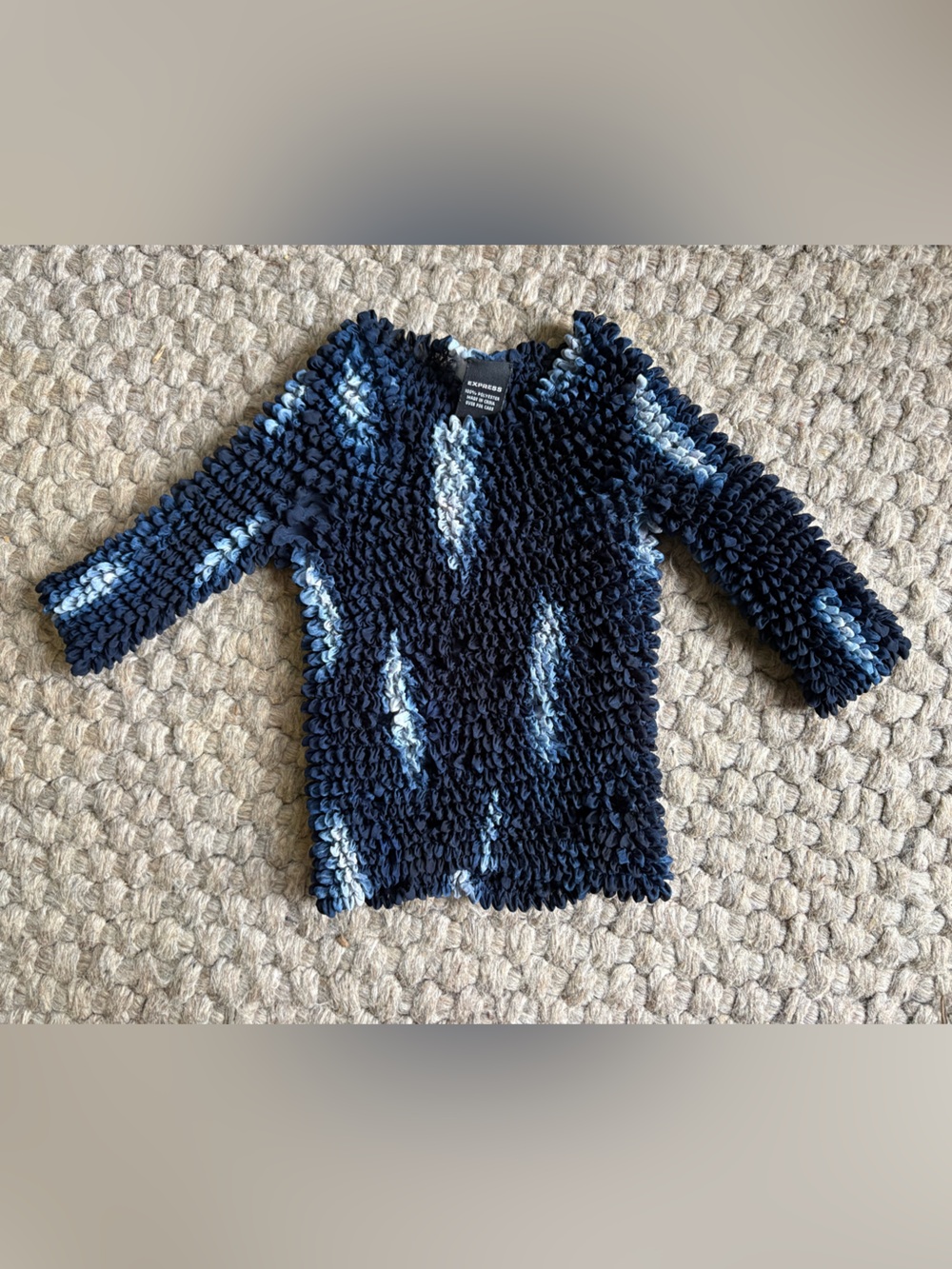 Express Navy Blue and Light Blue Extreme Stretch Top